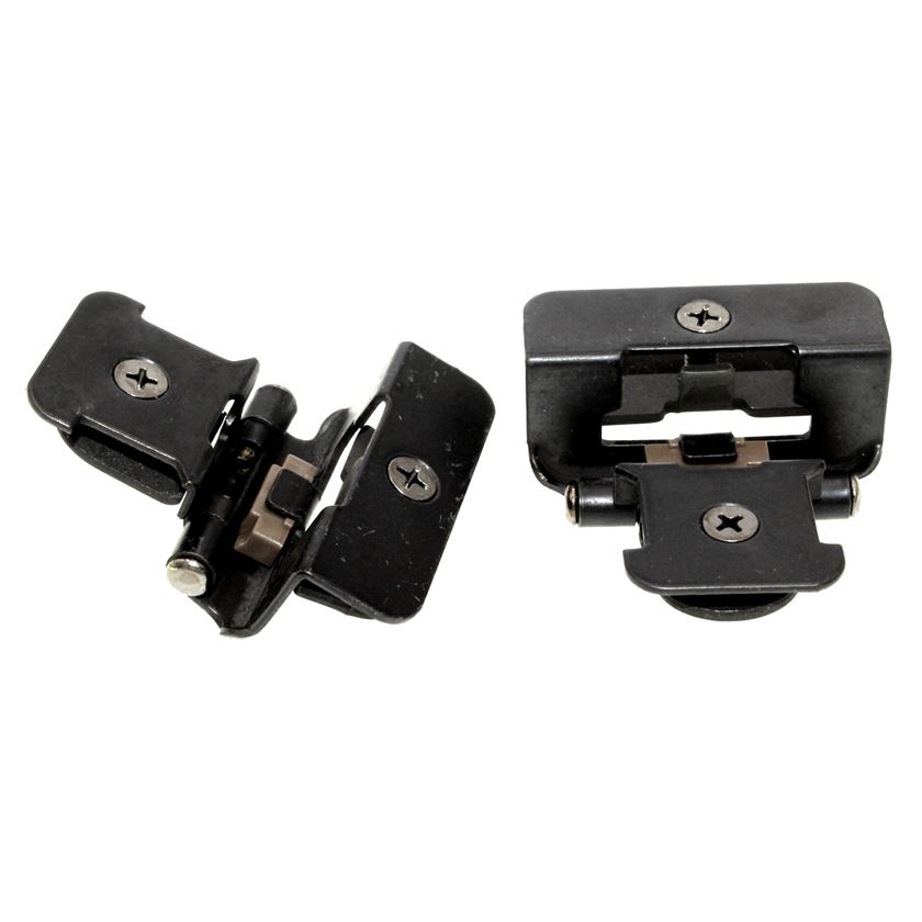 Pair Hickory Hardware Double Demountable Hinge 1/2" Overlay Black Iron P5310-BI