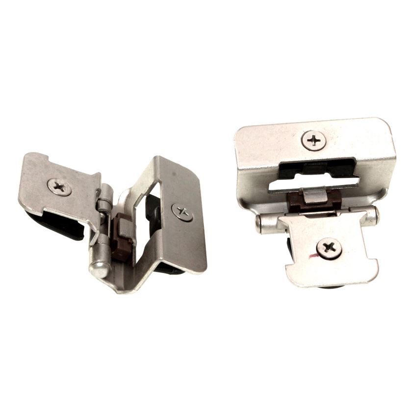 Pair Hickory Hardware Double Demoun Hinge 1/2" Overlay Satin Nickel P5310-SN