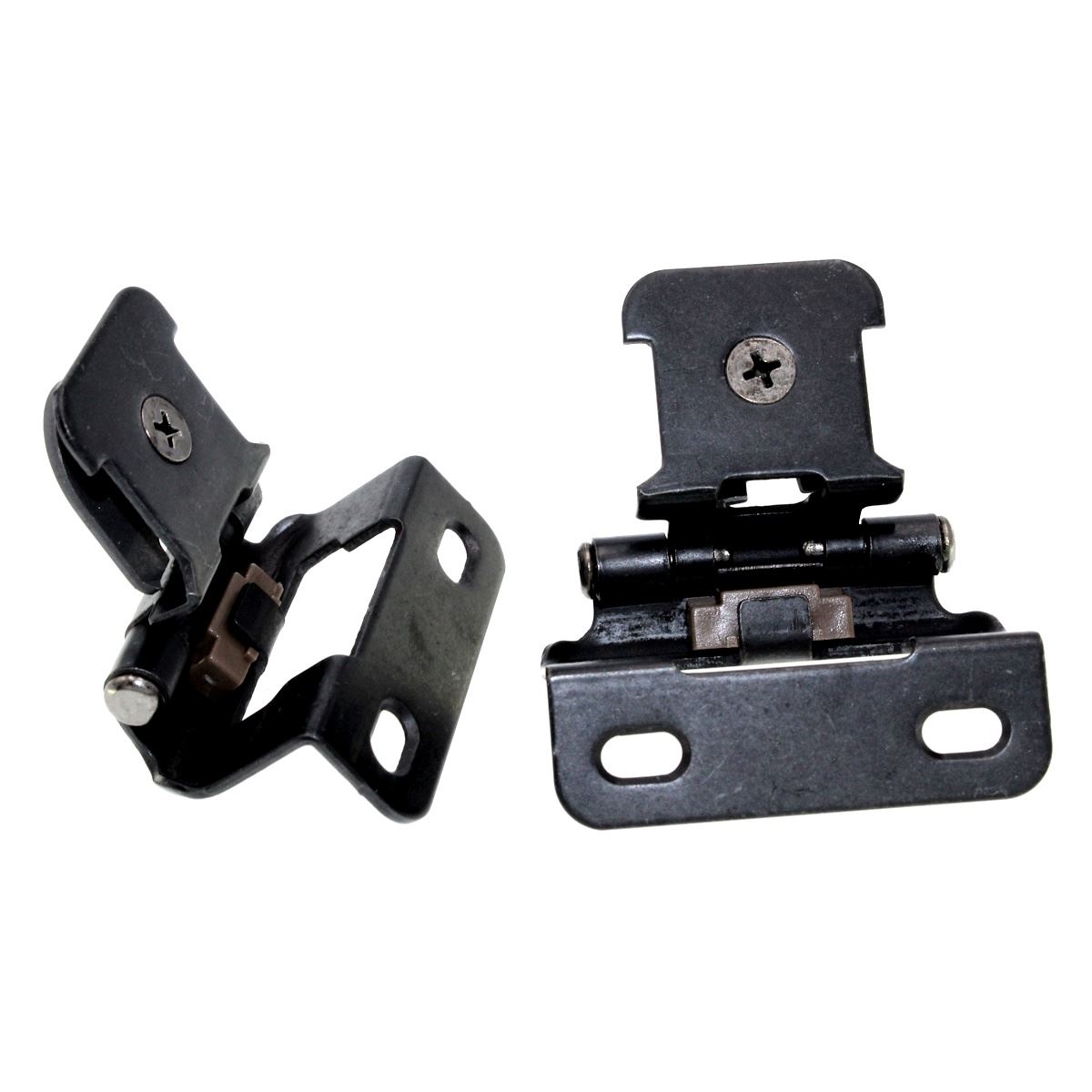 Pair Hickory Hardware Single Demountable Hinge 1/2" Overlay Black Iron P5313-BI