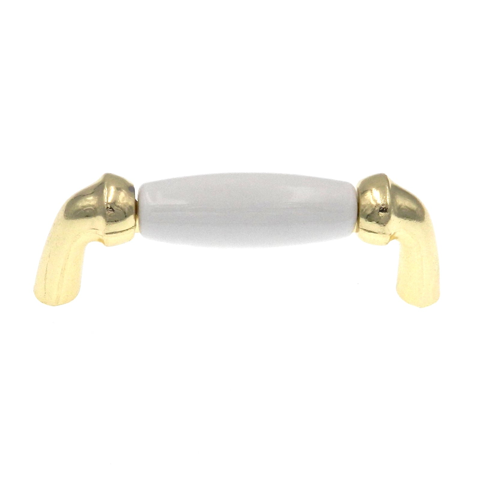 Hickory Hardware Newport Polished Brass and White Porcelain Center 3"cc Cabinet Pull P536-PB