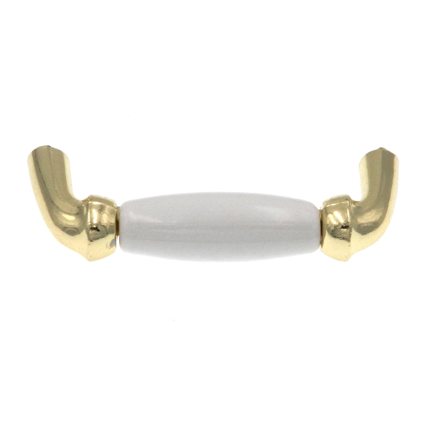 Hickory Hardware Newport Polished Brass and White Porcelain Center 3"cc Cabinet Pull P536-PB