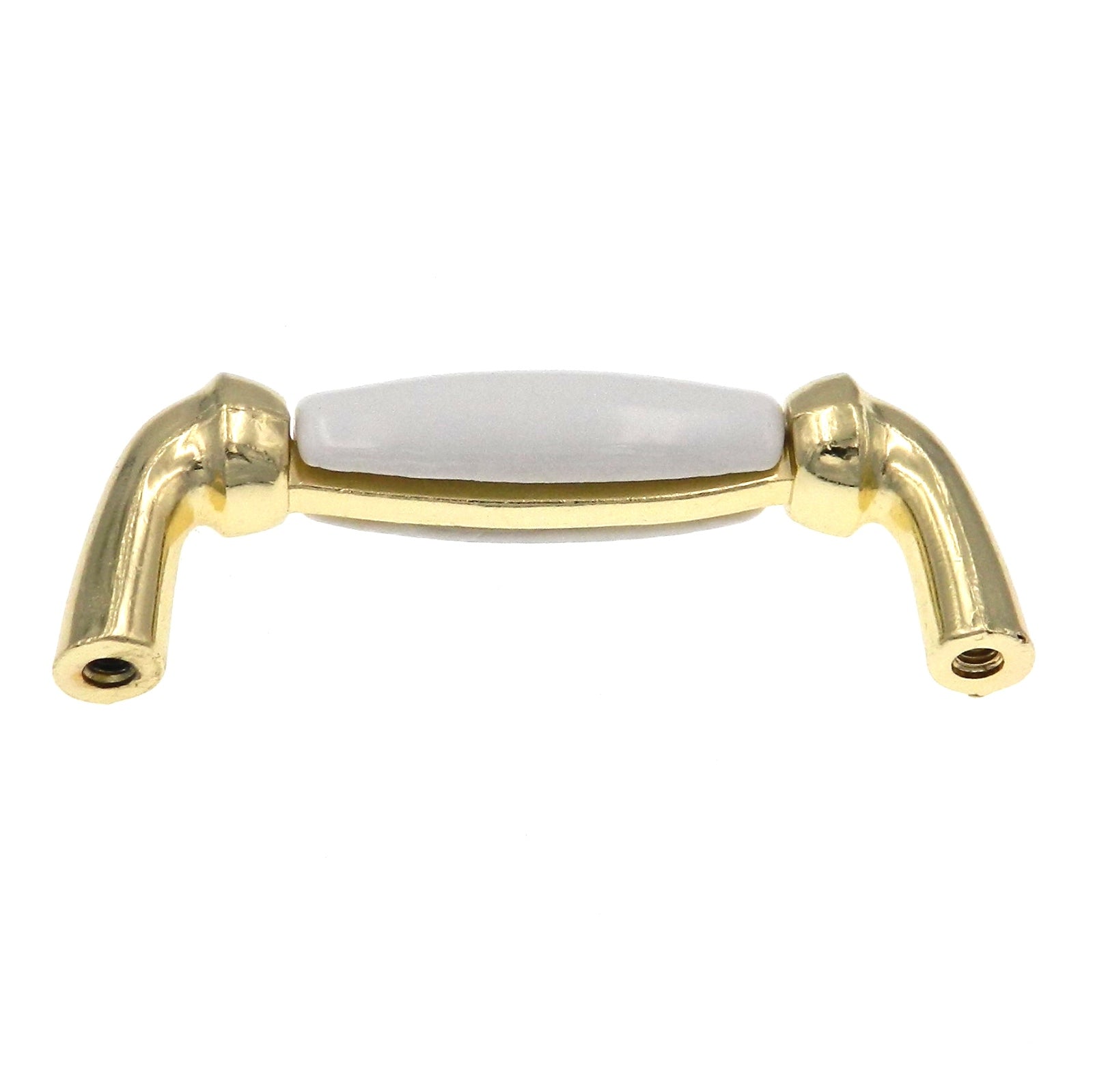 Hickory Hardware Newport Polished Brass and White Porcelain Center 3"cc Cabinet Pull P536-PB