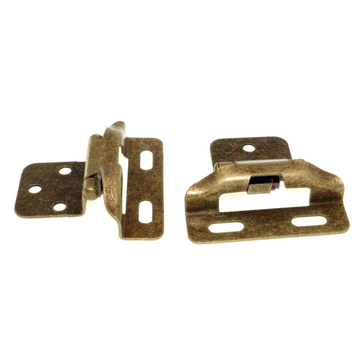 Hickory Hardware Antique Brass Self-Closing Wrap 1/4" Overlay Hinges P60010F-AB