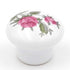 Hickory Hardware English Cozy White Porcelain & Pink Roses Round with Pink Rose 1 1/16" Porcelain Cabinet Knob P603-PR