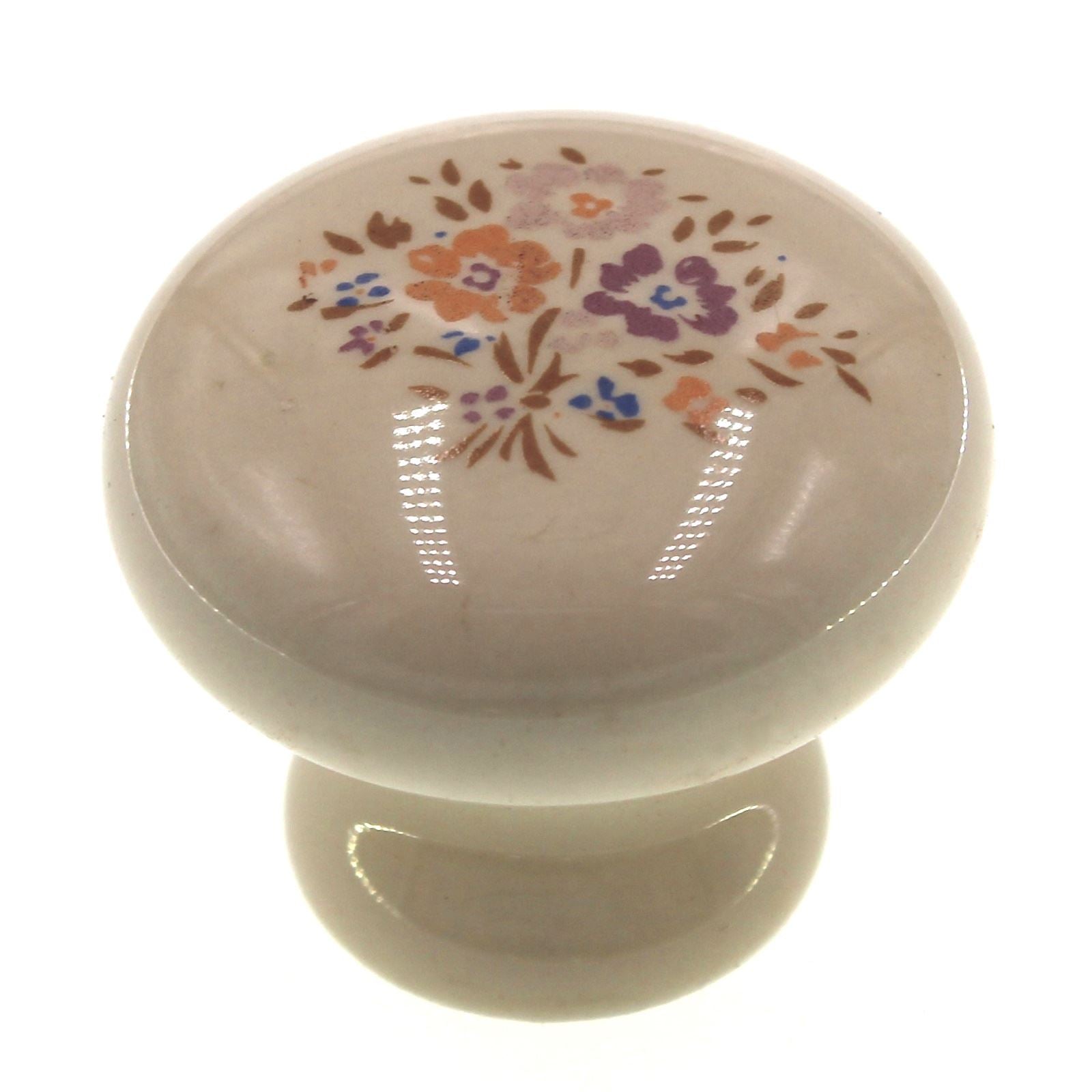 Belwith English Cozy 1 3/8" Ceramic Cabinet Knob Almond Flower Bouquet P610-BQ