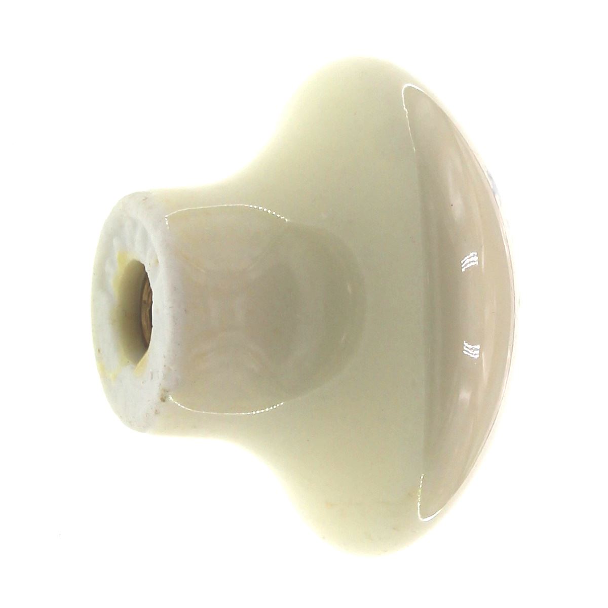 Belwith Vintage 1 3/8" Ceramic Round Cabinet Knob Ivory Flower Field P613-FF