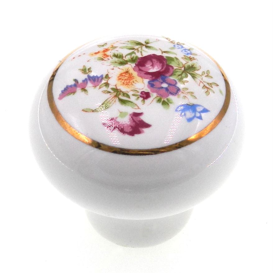 Belwith Products English Cozy White Floral Bouquet 1 3/8" Cabinet Knob P631-BQ