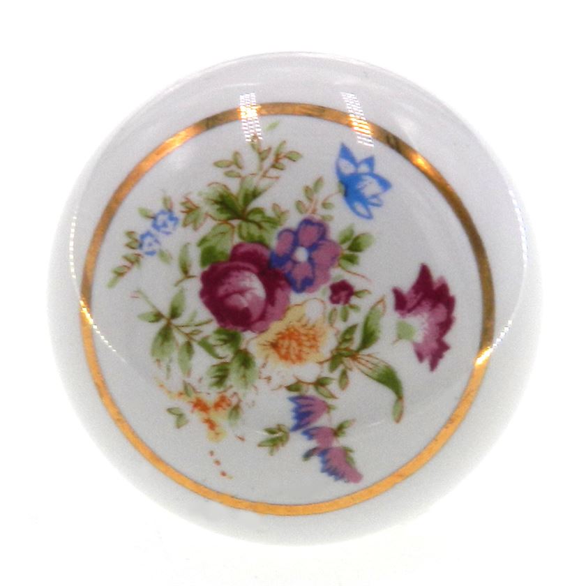 Belwith Products English Cozy White Floral Bouquet 1 3/8" Cabinet Knob P631-BQ