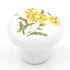 Hickory Hardware English Cozy blanco y amarillo flores redondas 1 3/8" perilla de gabinete de porcelana P632-YF