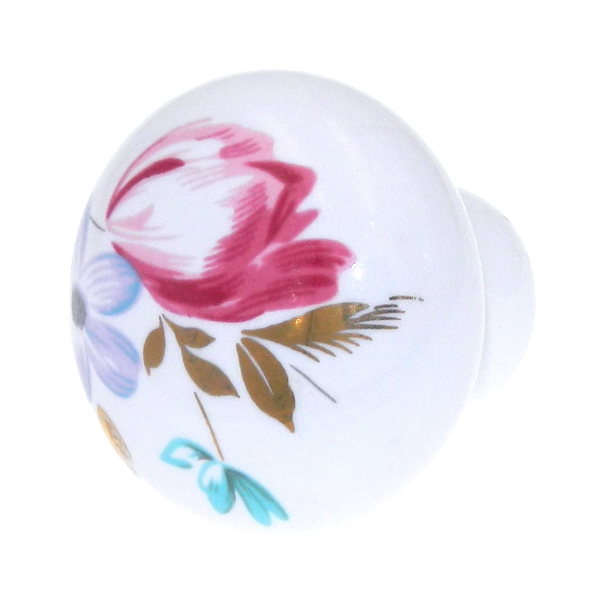 Hickory Hardware English Cozy White Round Flowers 1 3/8" Porcelain Cabinet Knob P635-FD