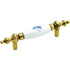 Hickory Hardware English Cozy White Porcelain with Blue Flowers 3" Brass Bar Pull P64-BF