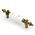 Hickory P64-WF Polished Brass 3"cc Cabinet Bar Pull Handle w/White Floral Ceramic Center