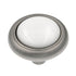 10 Pack Hickory Hardware Tranquility 1 1/8" Satin Nickel and White Round Cabinet Knob P709-SNW