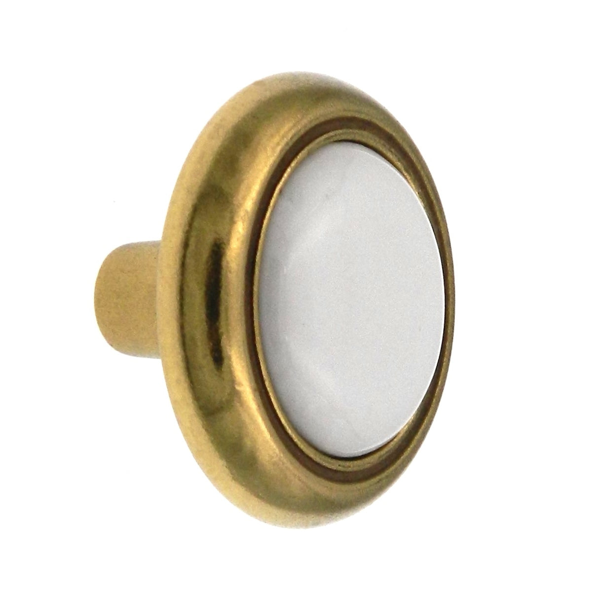 10 Pack Hickory P709-W Lancaster Brass 1 3/16" Cabinet Knobs with White Center