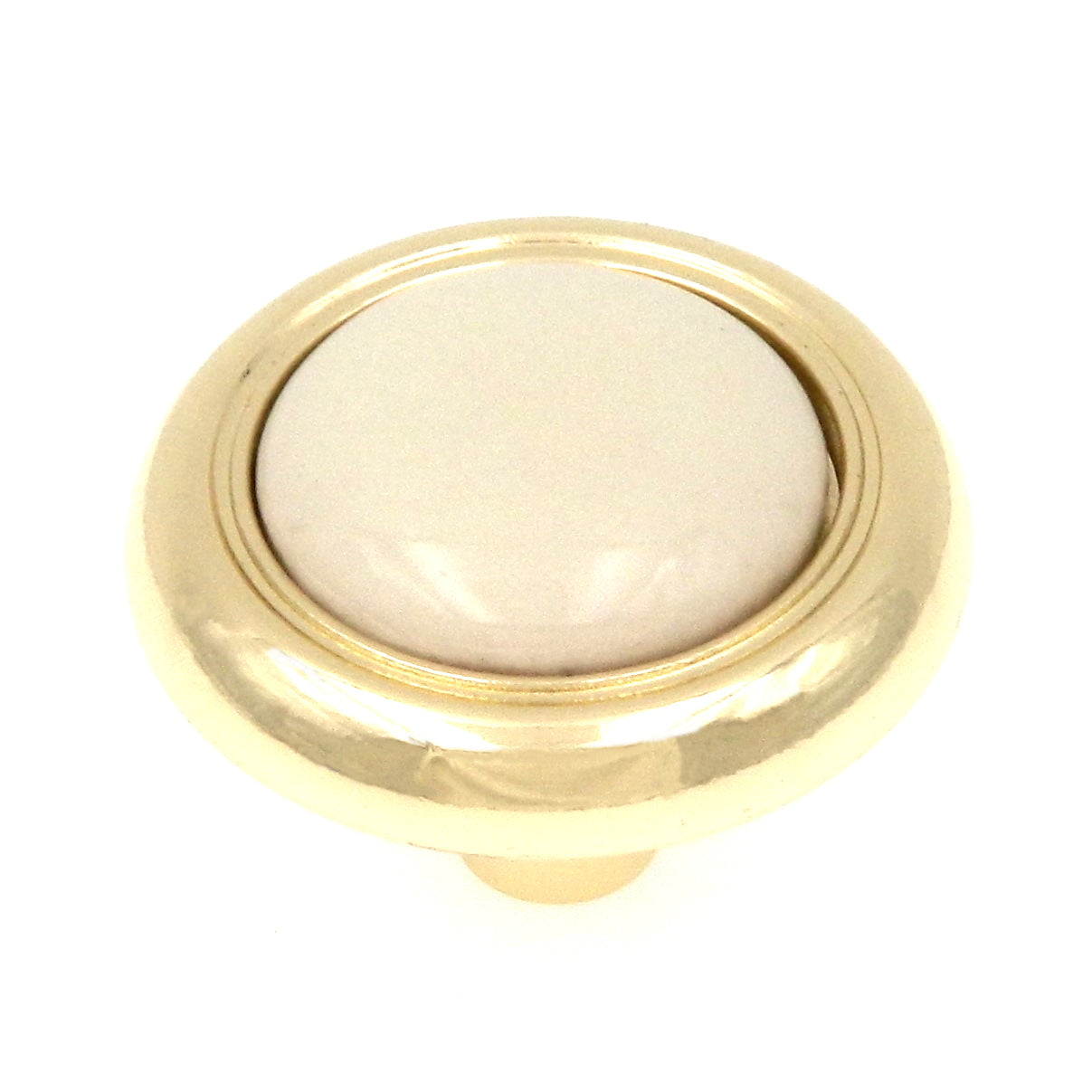 20 Pack Hickory Hardware Tranquility 1 1/8" Polished Brass and Ivory Round Cabinet Knob P714-IV