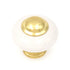 Belwith P722-UB White Porcelain 1 1/4" Cabinet Knob Pull with Ultra Brass Stem