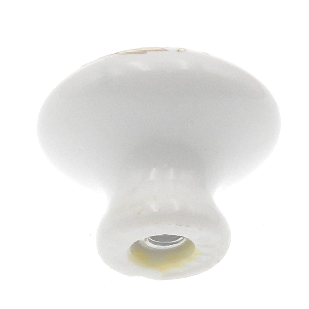 Hickory Hardware Country P724-GR - Pomo redondo de porcelana para gabinete, color blanco y rosa, dorado, 1.0 in