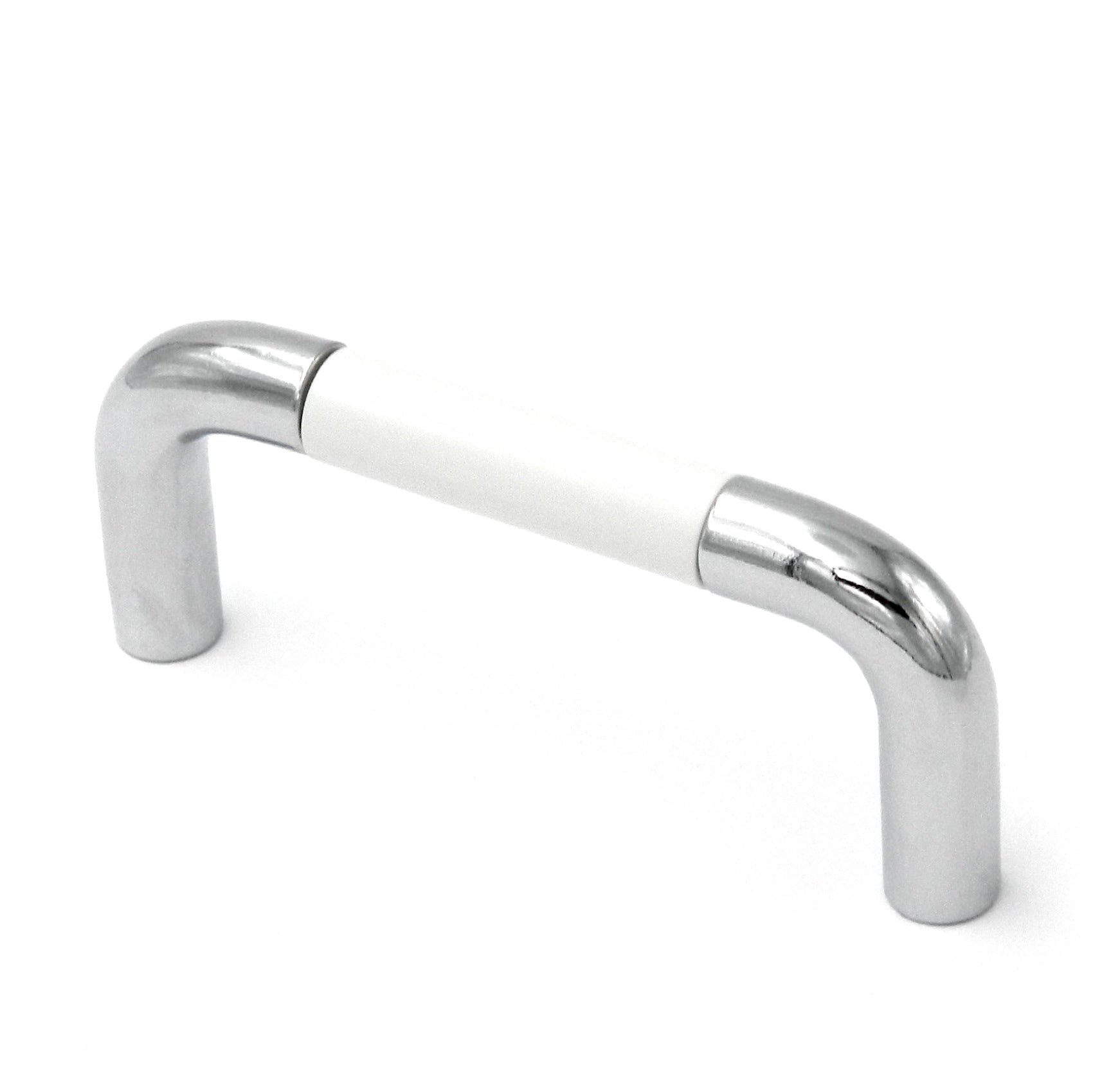 P734-PBCH Chrome Cabinet Handle Pull with Brass, White or Clear Center, 3"cc or 3 3/4" Belwith Hickory