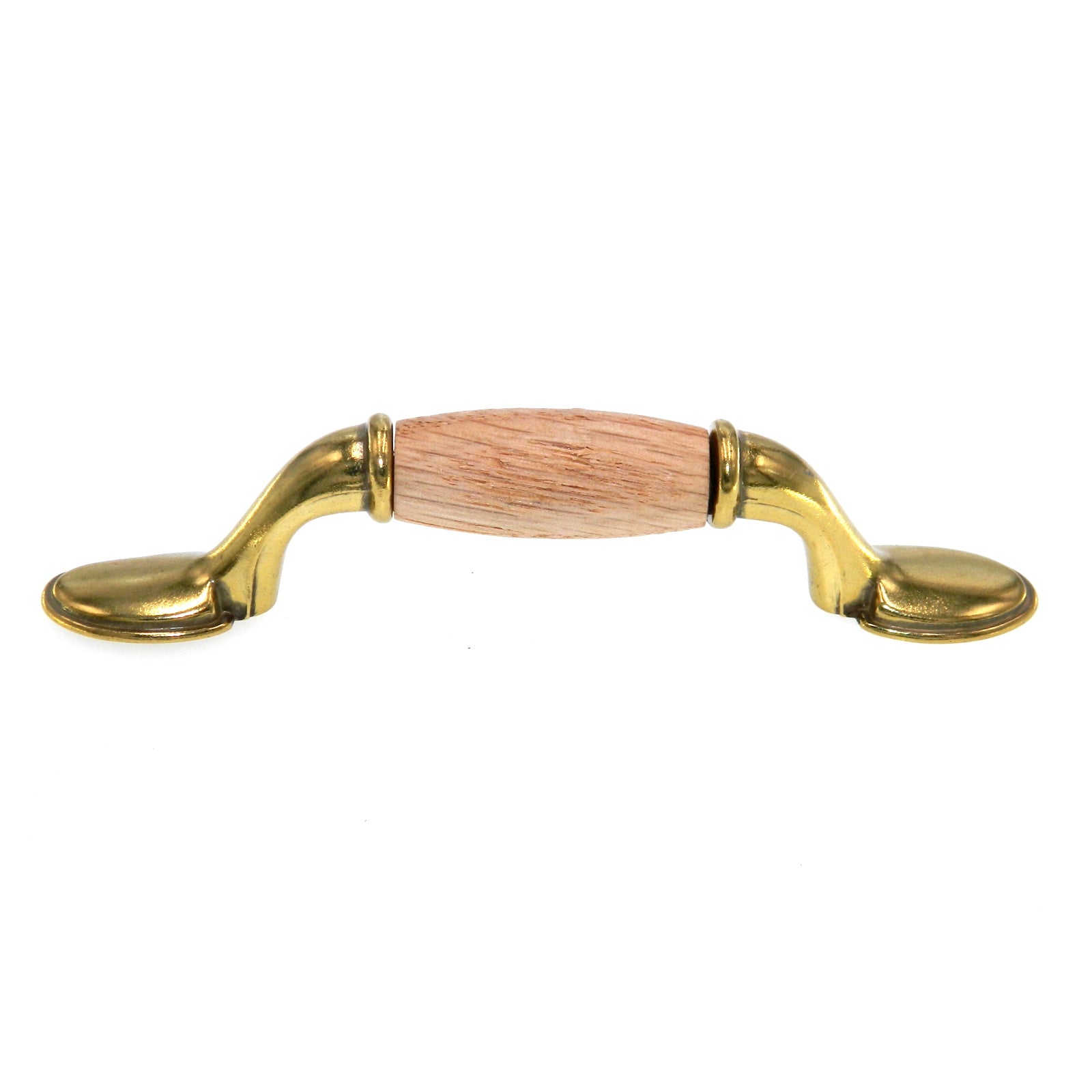 Belwith Woodgrain Polished Brass Oak Wood Center 3" Ctr. Cabinet Pull P749-OAK