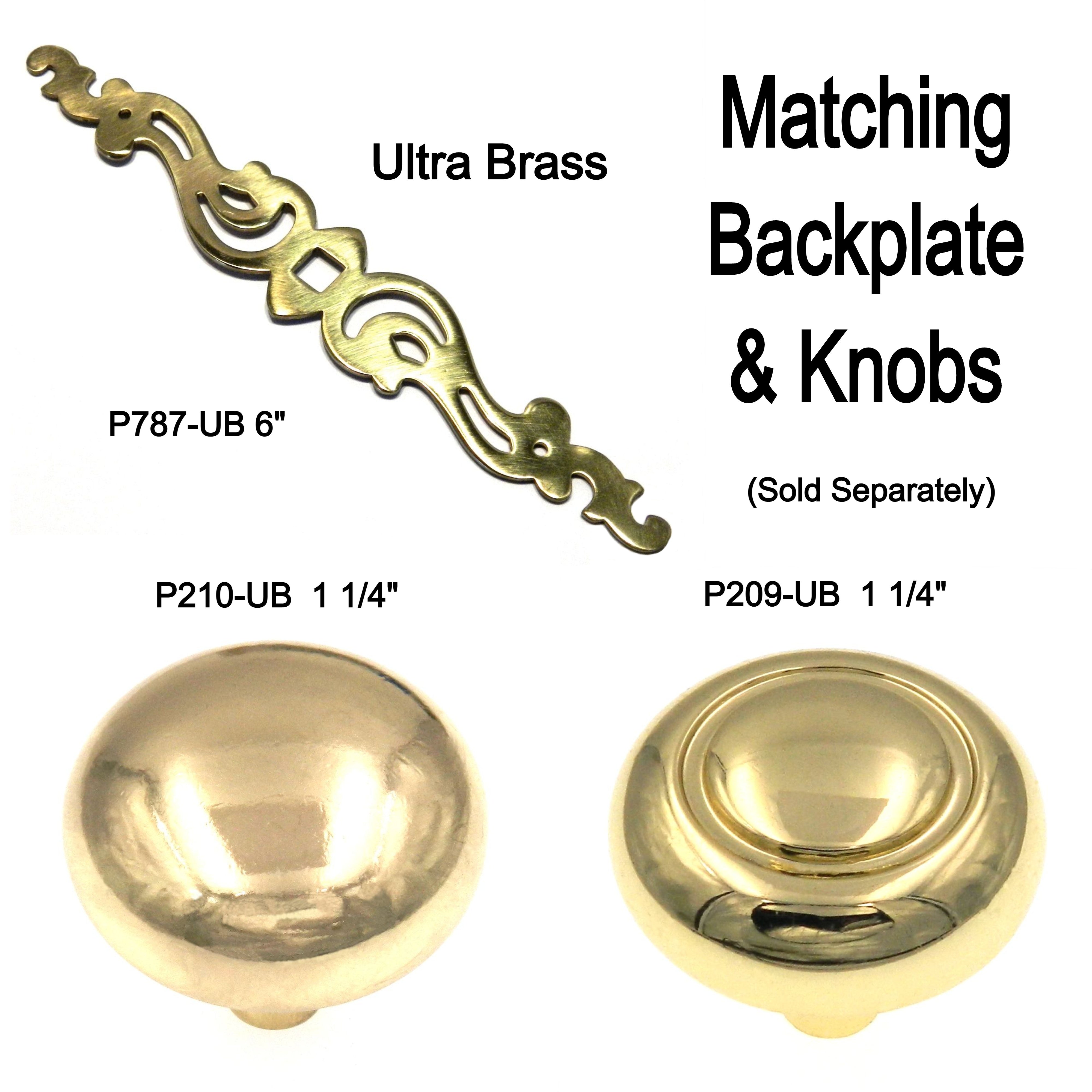 10 Pack Hickory Polished Accents Ultra Brass 1 1/4" Cabinet Knob Pulls P210-UB