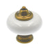 Hickory Hardware English Cozy White & Lancaster Hand Polished Brass Round with Stem 1 1/4" Porcelain Cabinet Knob P8086-W