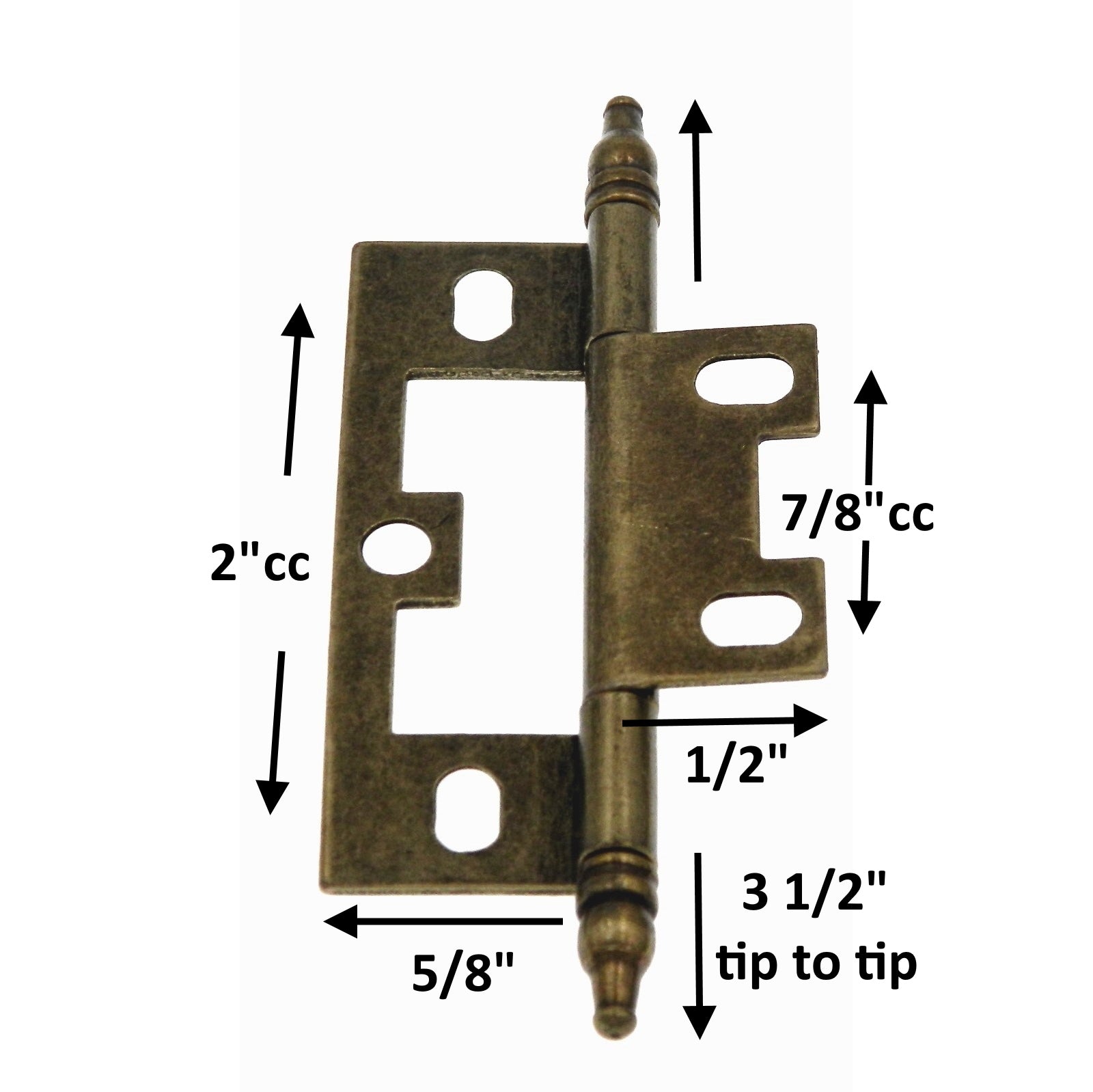 Pair Hickory Hardware Non-Mortise Cabinet Hinges Antique Brass Minaret P8293-AB