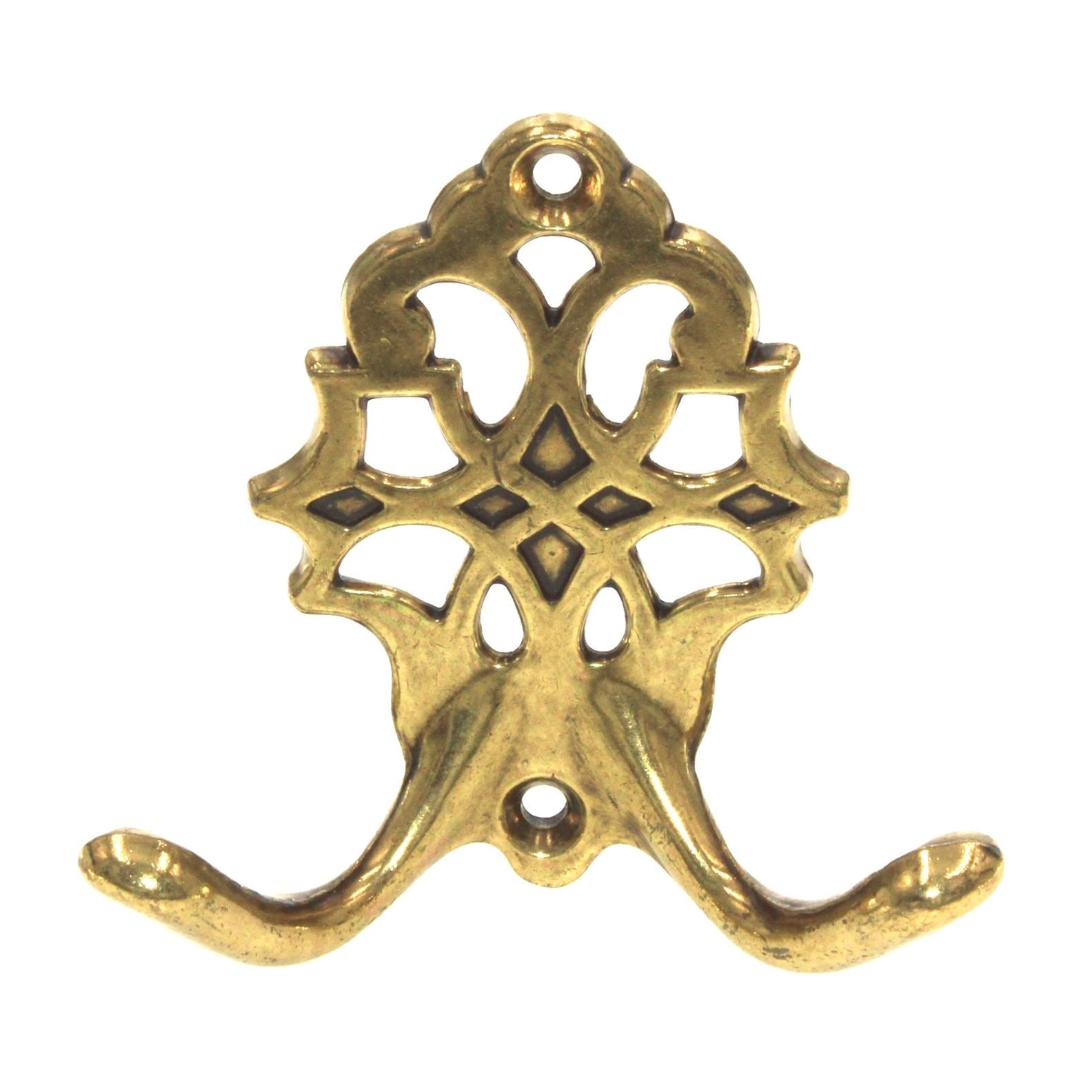 Hickory Hardware Queen Anne Brass Wall Mounted Double Prong Hook P83-LP