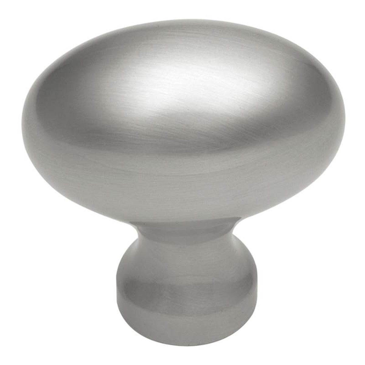 Keeler Power & Beauty Satin Nickel Oval Smooth 1 1/4" Solid Brass Cabinet Knob P9175-15