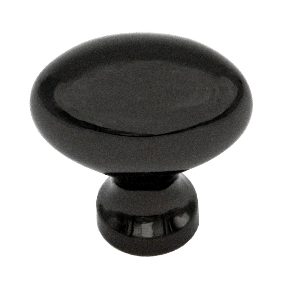 Keeler Power & Beauty Black Nickel Oval Smooth 1 1/4" Solid Brass Cabinet Knob P9175-BLN