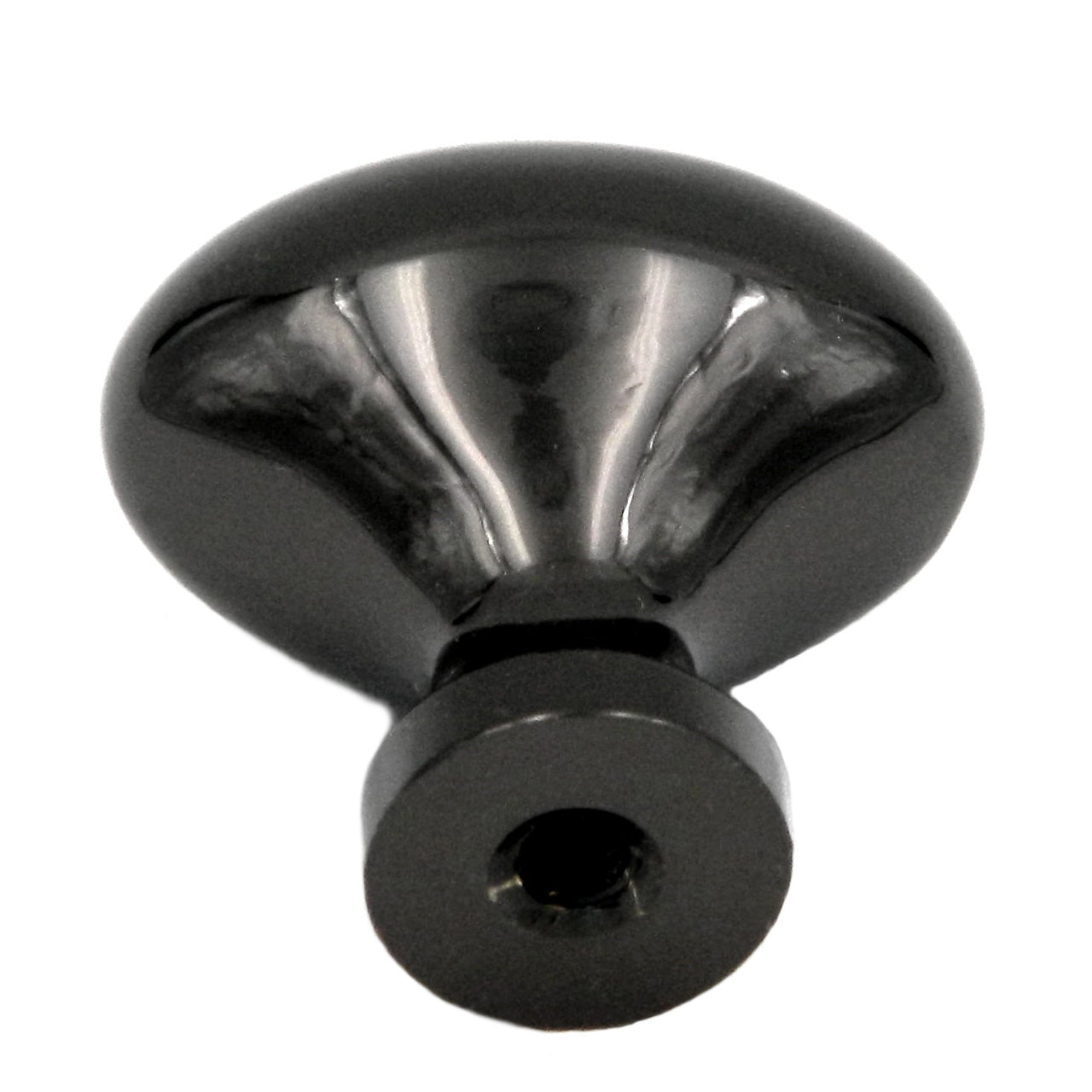 Keeler Power & Beauty Black Nickel Oval Smooth 1 1/4" Solid Brass Cabinet Knob P9175-BLN