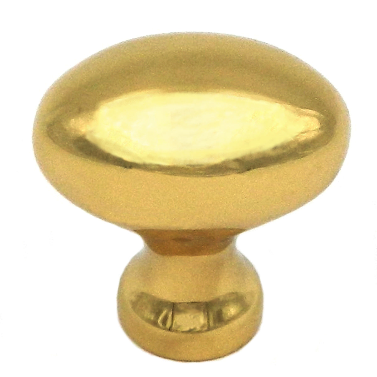 10 Pack Keeler Power & Beauty Polished Brass Oval Smooth 1 1/4" Solid Brass Cabinet Knob P9175