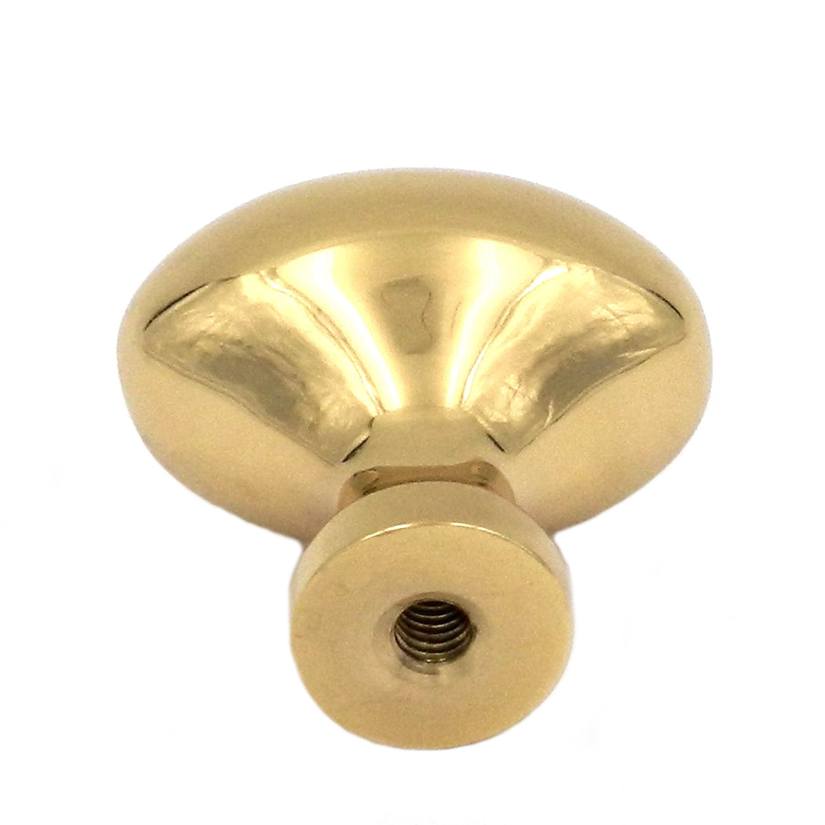 10 Pack Keeler Power & Beauty Polished Brass Oval Smooth 1 1/4" Solid Brass Cabinet Knob P9175