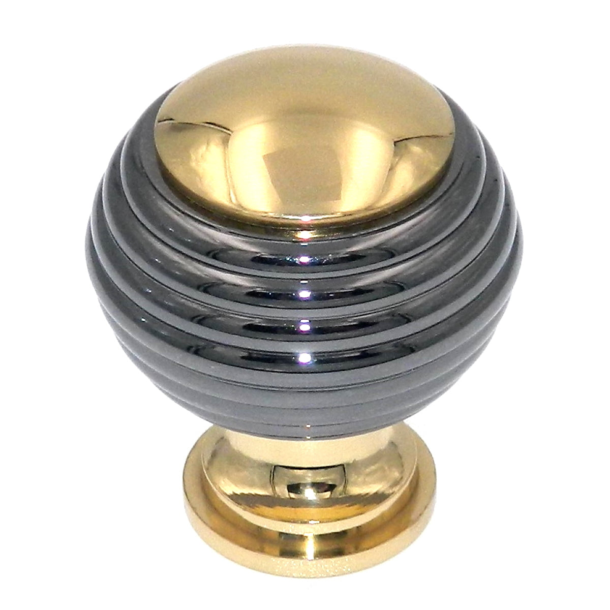 Keeler Milan Polished Brass and Black Nickel 1 1/4" Round Ball Solid Brass Cabinet Knob P9801