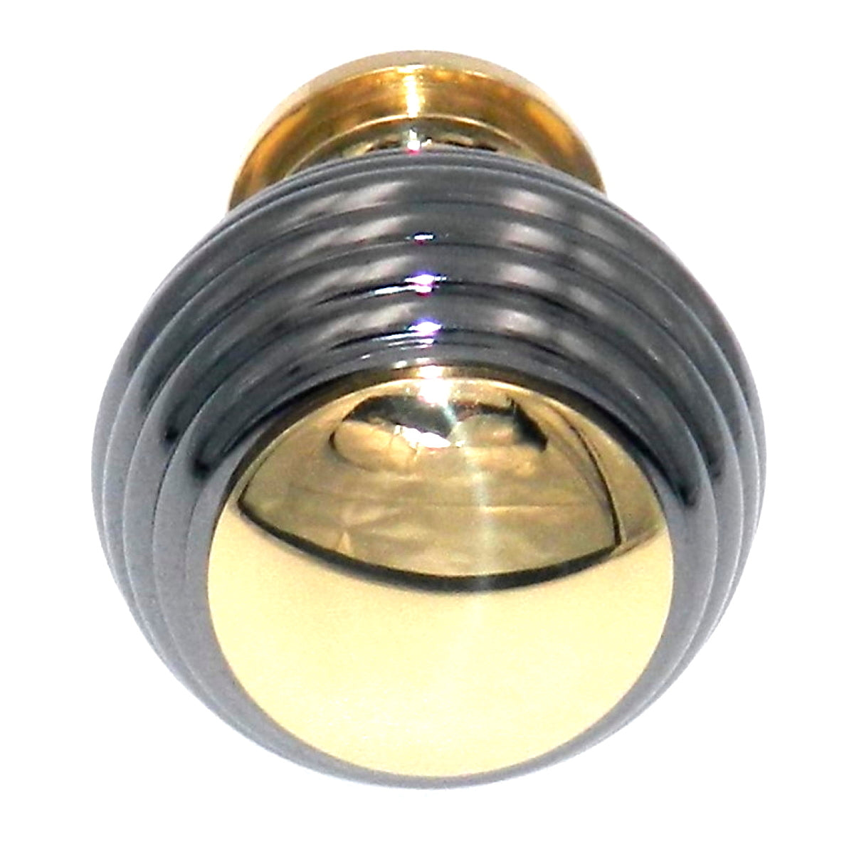 Keeler Milan Polished Brass and Black Nickel 1 1/4" Round Ball Solid Brass Cabinet Knob P9801