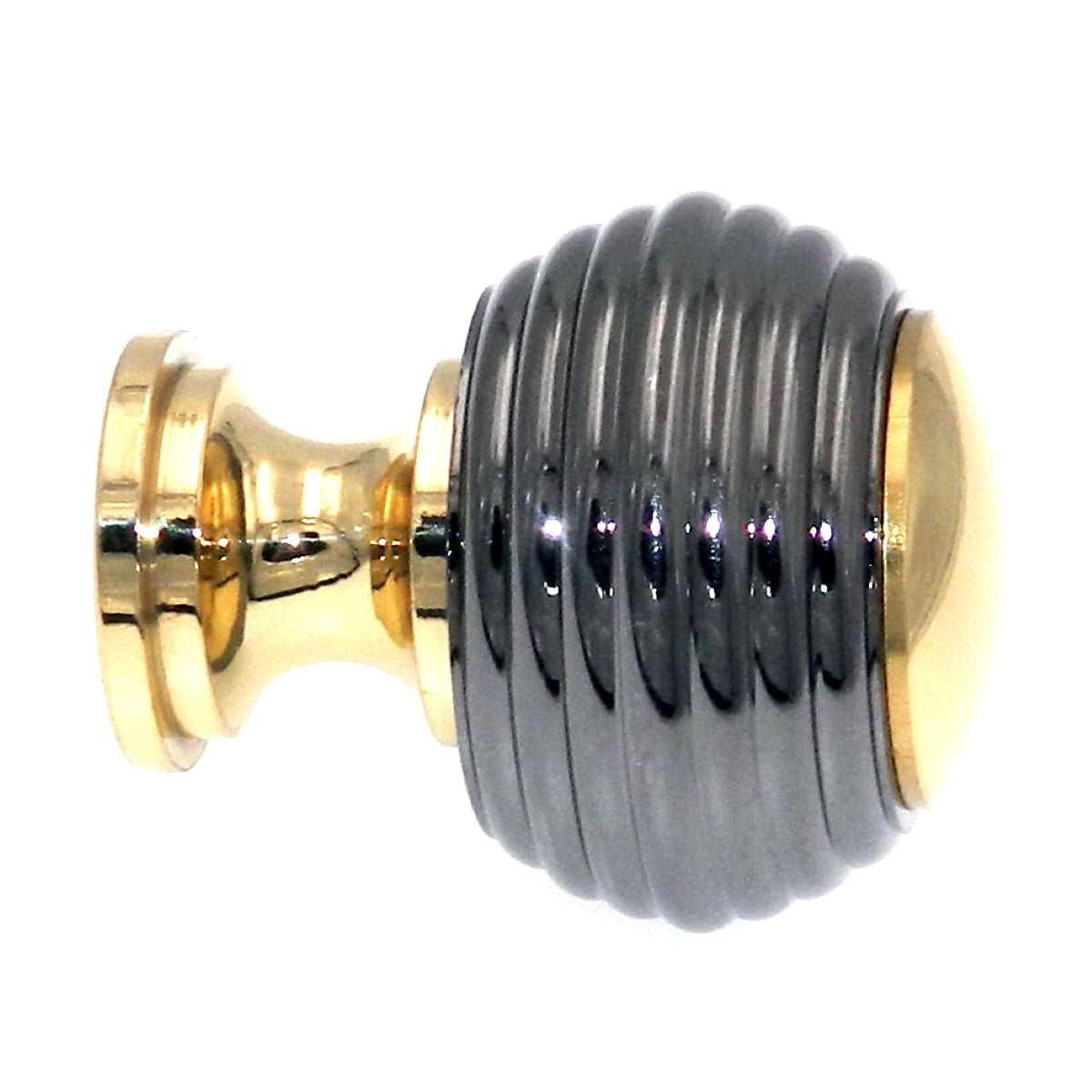 Keeler Milan Polished Brass and Black Nickel 1 1/4" Round Ball Solid Brass Cabinet Knob P9801