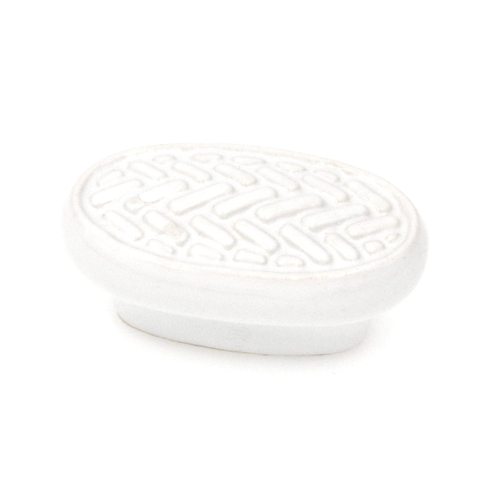 Hickory Hardware English Cozy White Oval basket weave 2" Porcelain Cabinet Knob PA0315-W