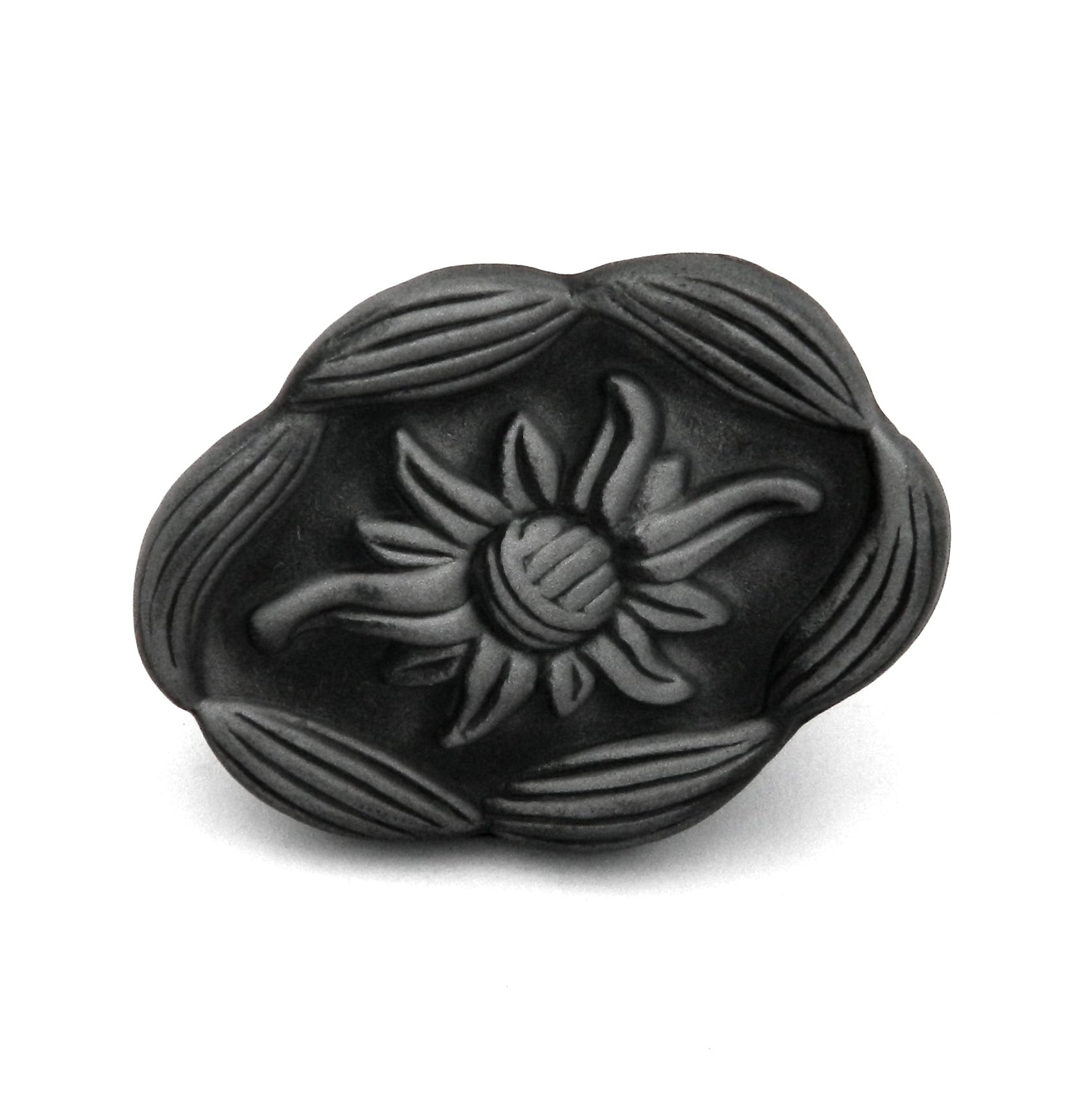 Hickory Hardware Foxglove Satin Pewter Antique 2" Oval, 3/4"cc Flower Knob Pull PA1111-SPA