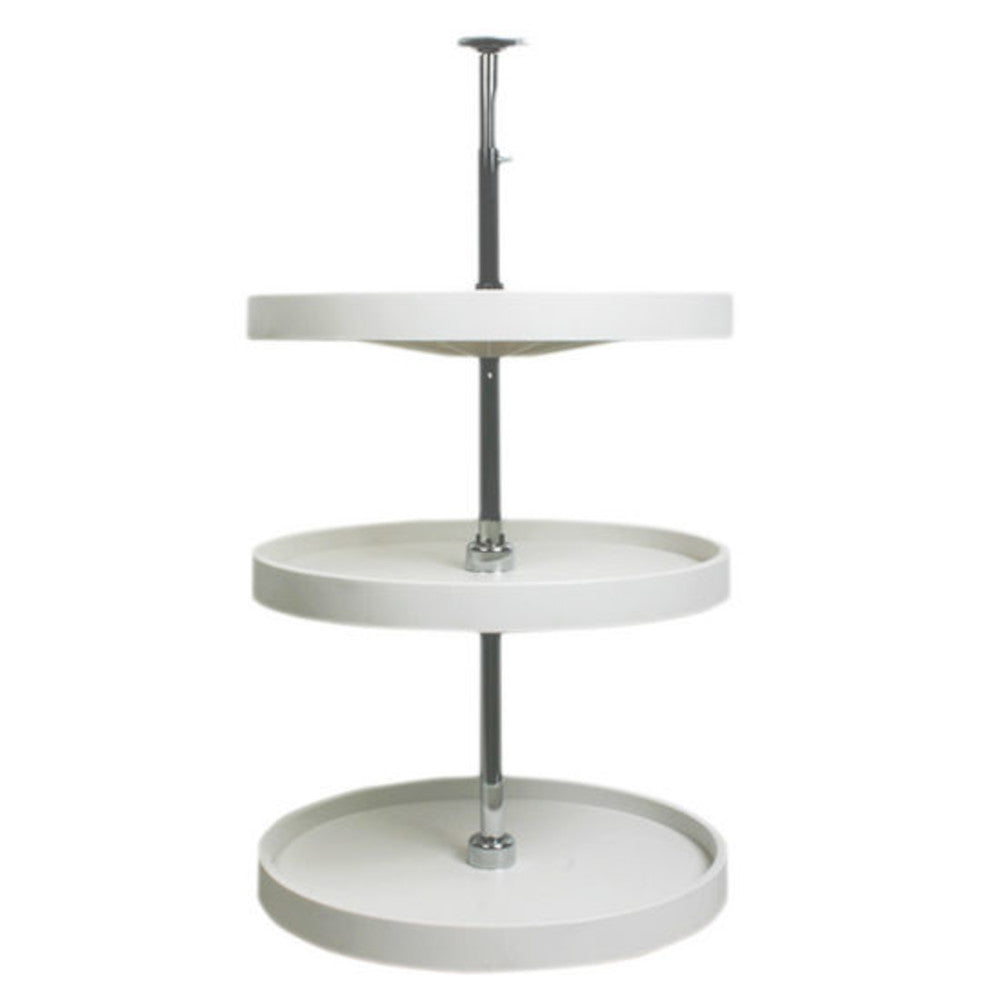 KV Full-Round Lazy Susan 3 Tier 18" Shelf White Polymer Double Wall PFN18S3T-W