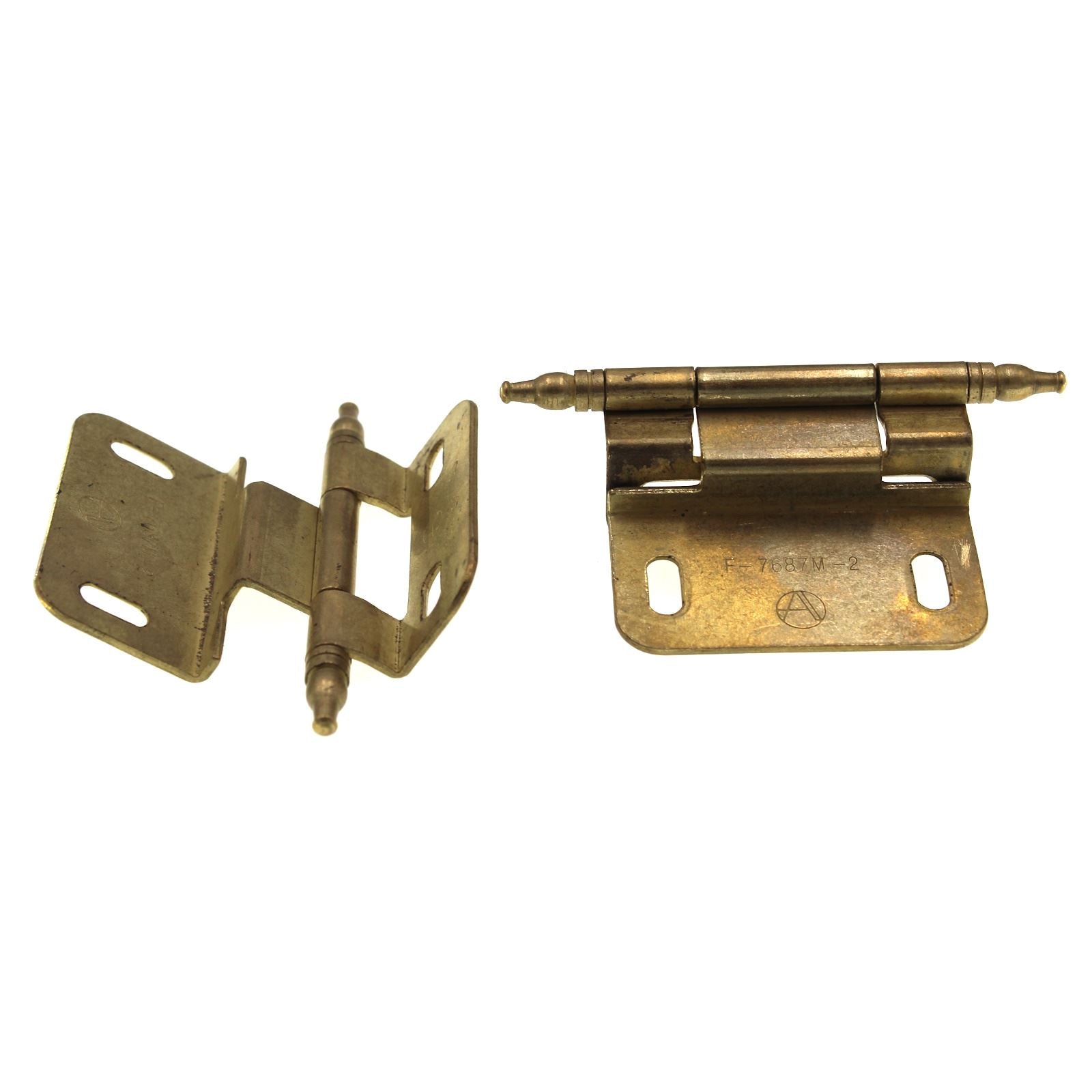 Pair Amerock Minaret Tip Unlacquered Brass Cabinet Hinge 3/8" Inset PK7687M-BNL