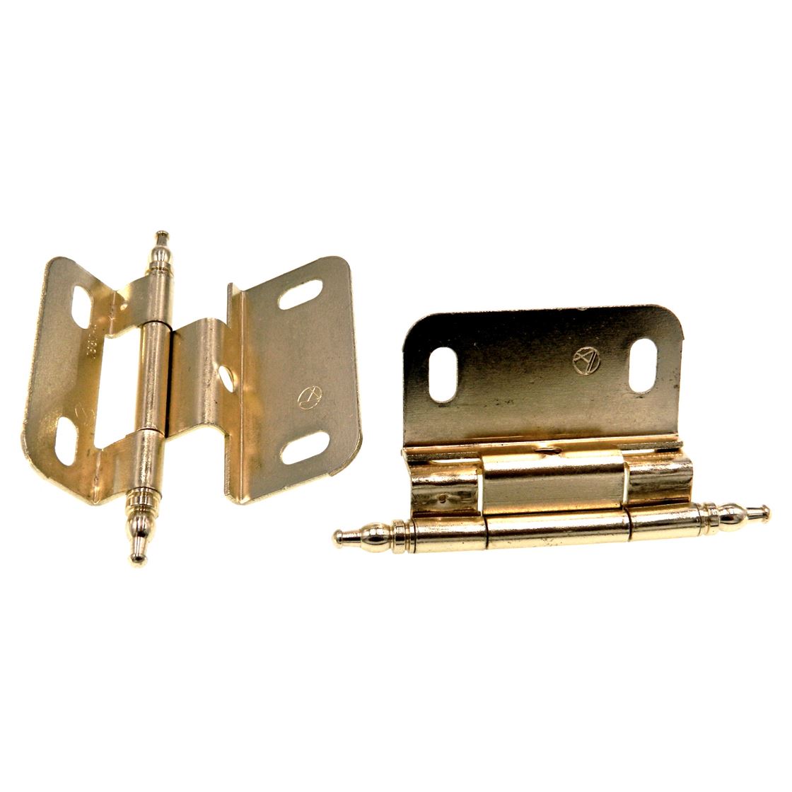 Pair Amerock Minaret Tip Polished Brass Cabinet Hinge 3/8" Inset PK7687M-PB