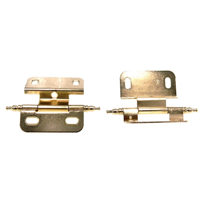 Pair Amerock Minaret Tip Polished Brass Cabinet Hinge 3/8" Inset PK7687M-PB