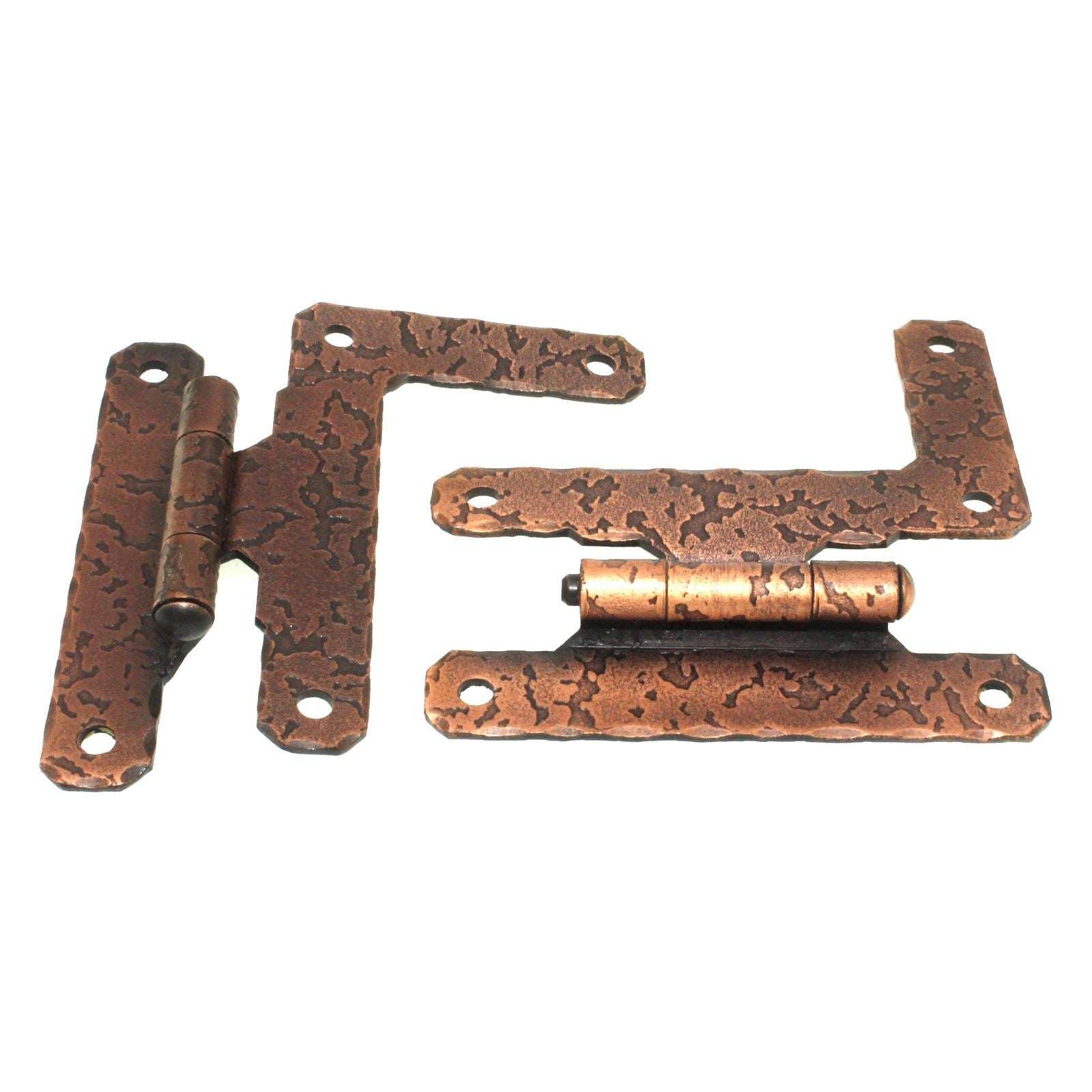 Pair National Lock Cape Cod Hammered 3/8" Offset "HL" Hinges Old Copper R373-10D