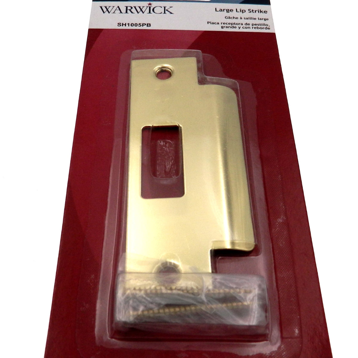 Warwick Door Heavy Duty Large Lip Strike Plate, Polished Brass SH1005PB