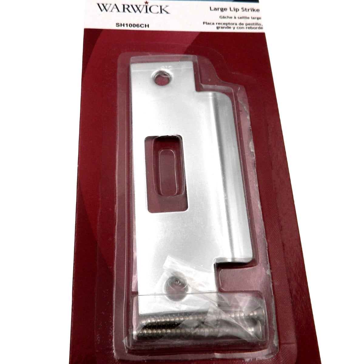 Warwick Door Heavy Duty Large Lip Strike Plate, Chrome SH1006CH