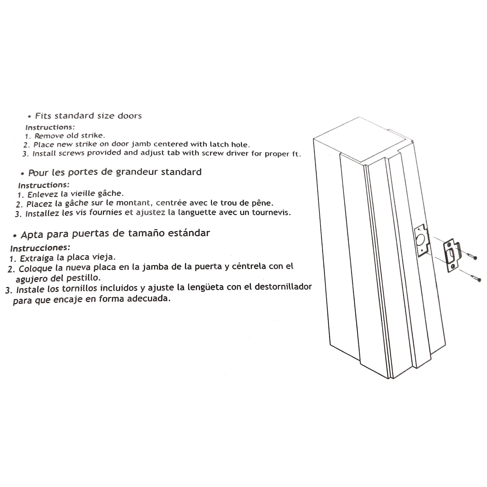 Warwick Door Heavy Duty "T" Strike Plate Replacement, Polished Brass SH1008PB