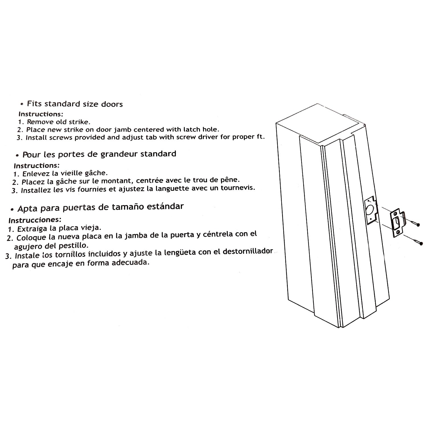 Warwick Door Heavy Duty "T" Strike Plate Replacement, Chrome SH1009CH