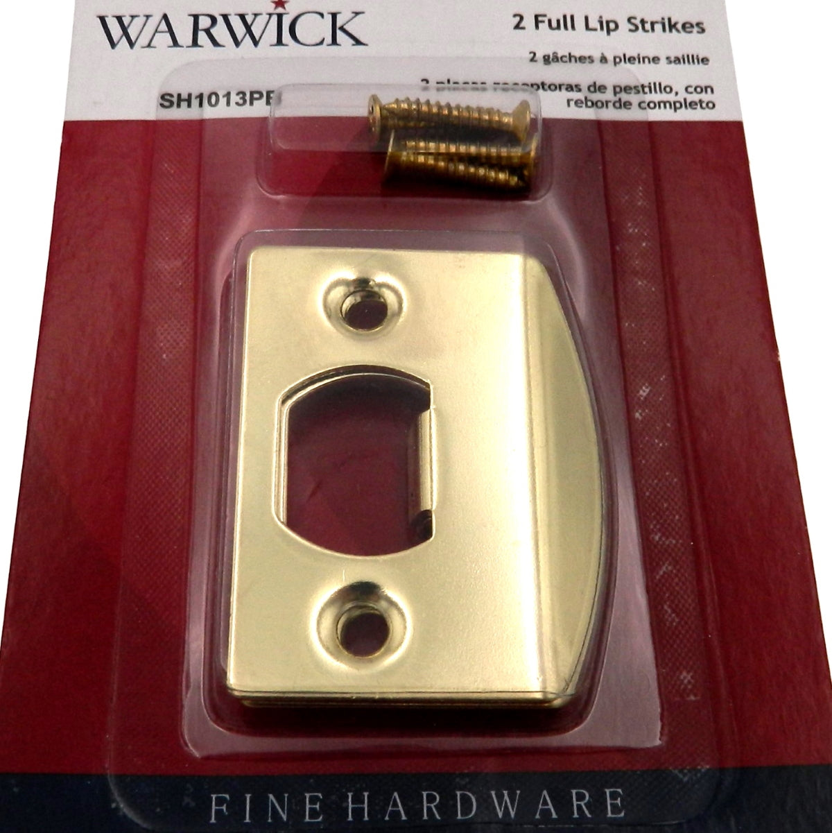 Warwick Door Full Lip Strike Plates, Set of 2, Polished Brass SH1013PB