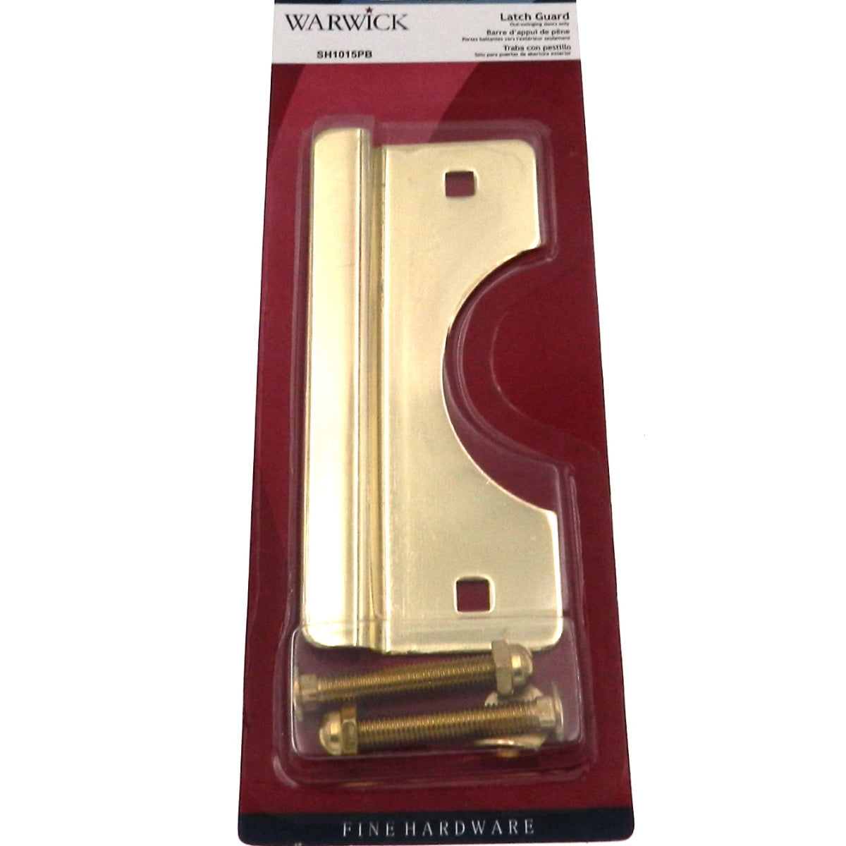 Warwick Out-Swinging Door Security Latch Guard Cover, Polished Brass SH1015PB