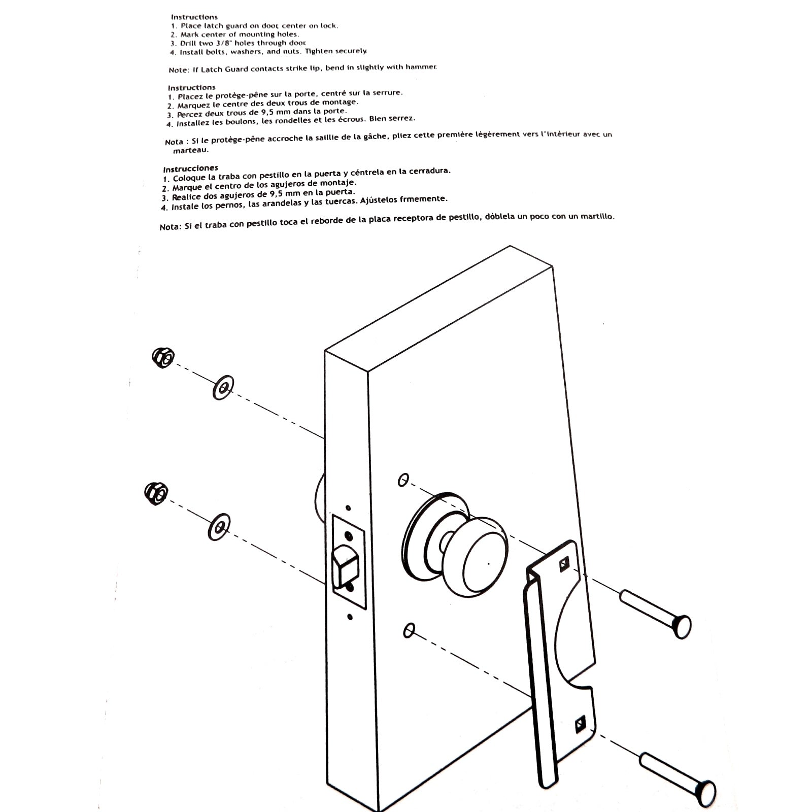 Warwick Out-Swinging Door Security Latch Guard Cover, Polished Brass SH1015PB