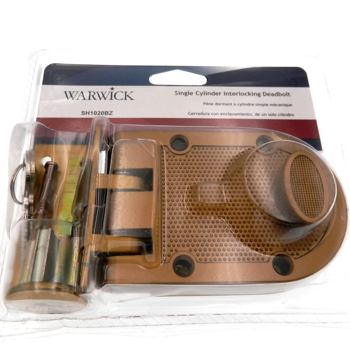 Warwick Door Interlocking Single Cylinder Deadbolt Lock, Bronze SH1020BZ